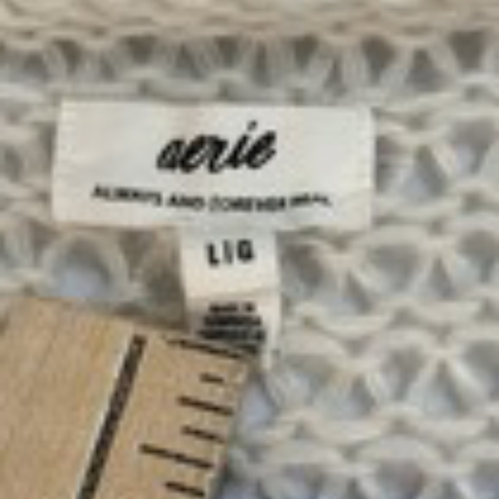 SOLD. Please DO NOT BUY.   Aerie Cardigan Sweater Woman Sz Large White Blue - Picture 4 of 12